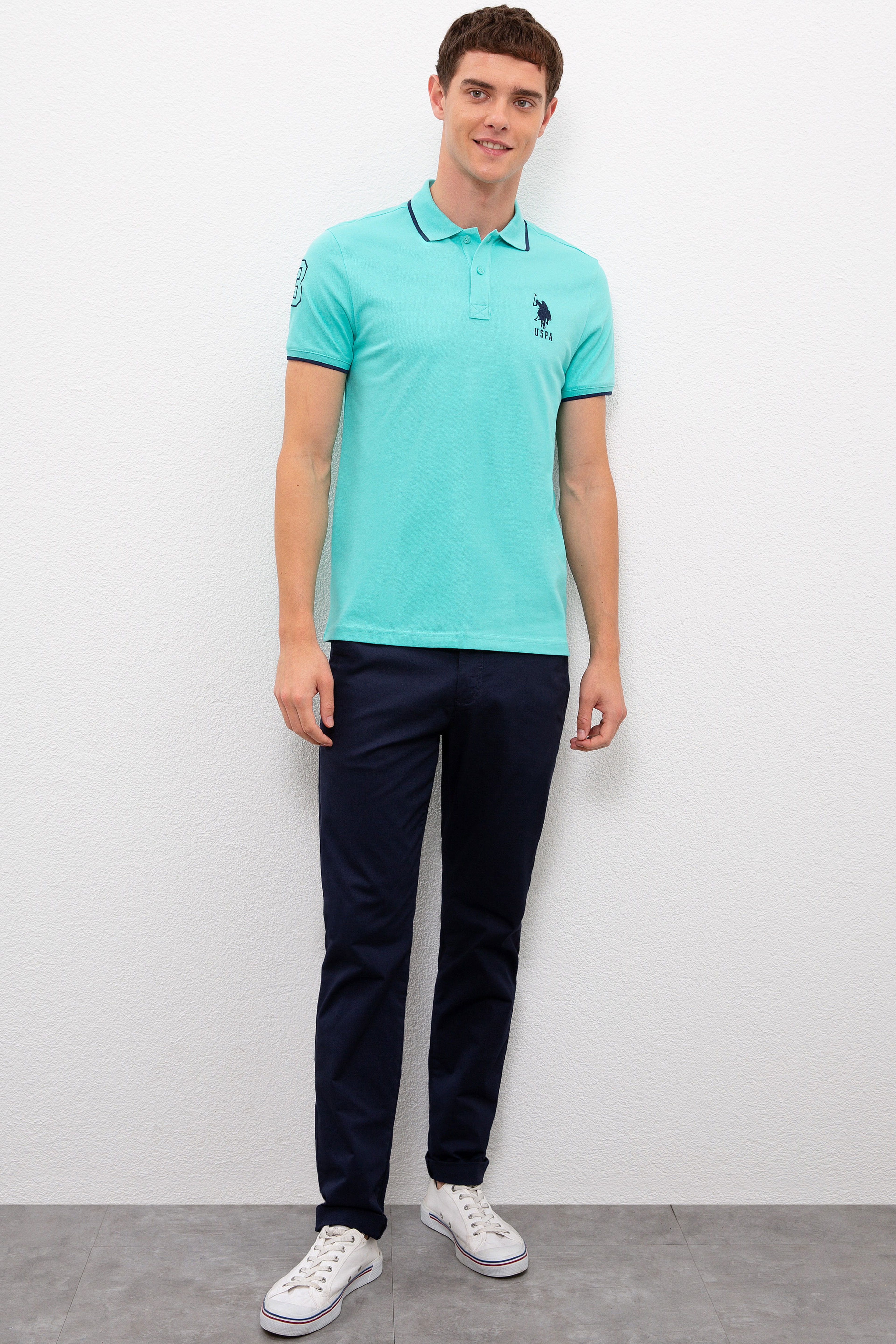 Erkek Mint Yeşili Polo Yaka T-Shirt Basic