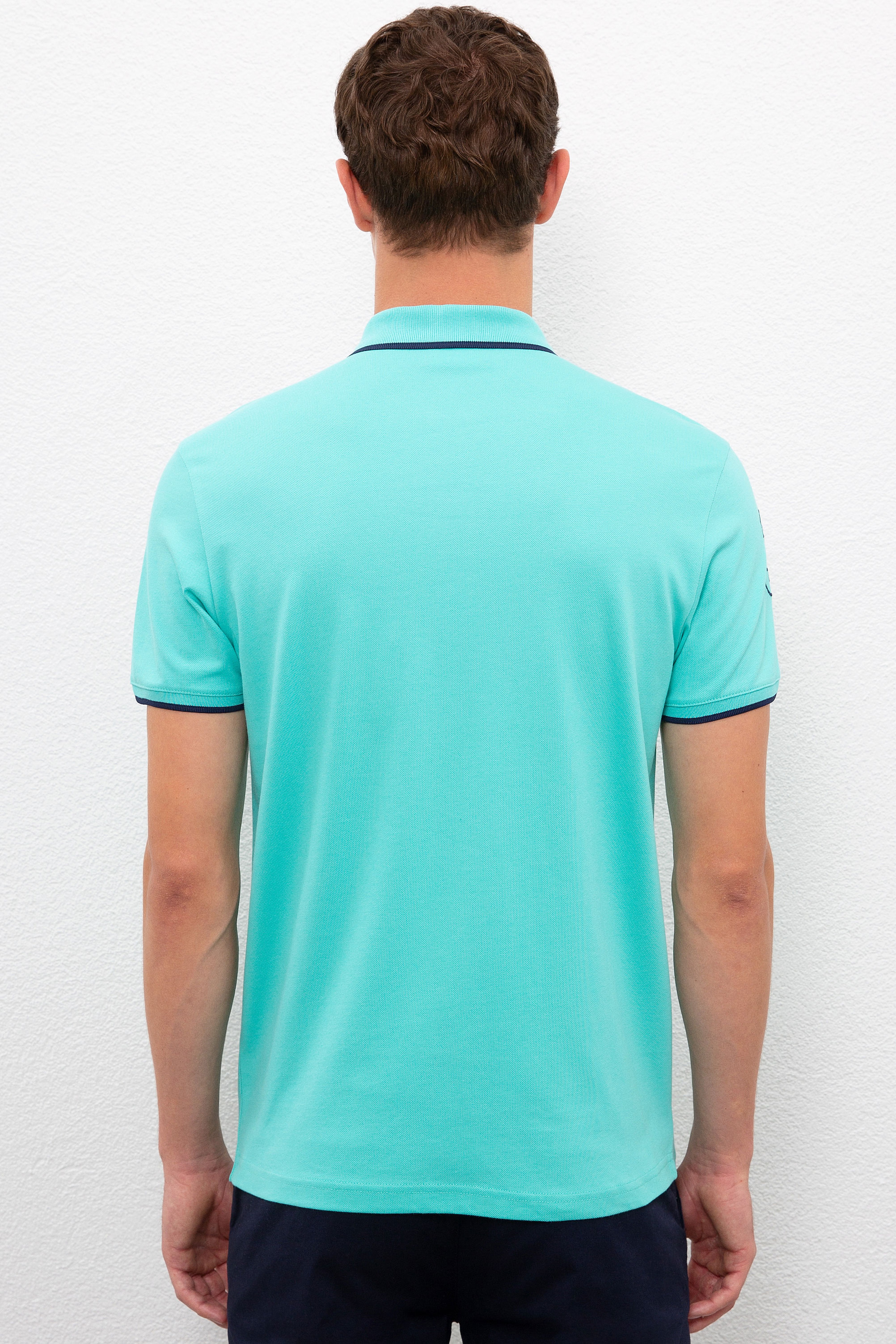 Erkek Mint Yeşili Polo Yaka T-Shirt Basic - Image 3