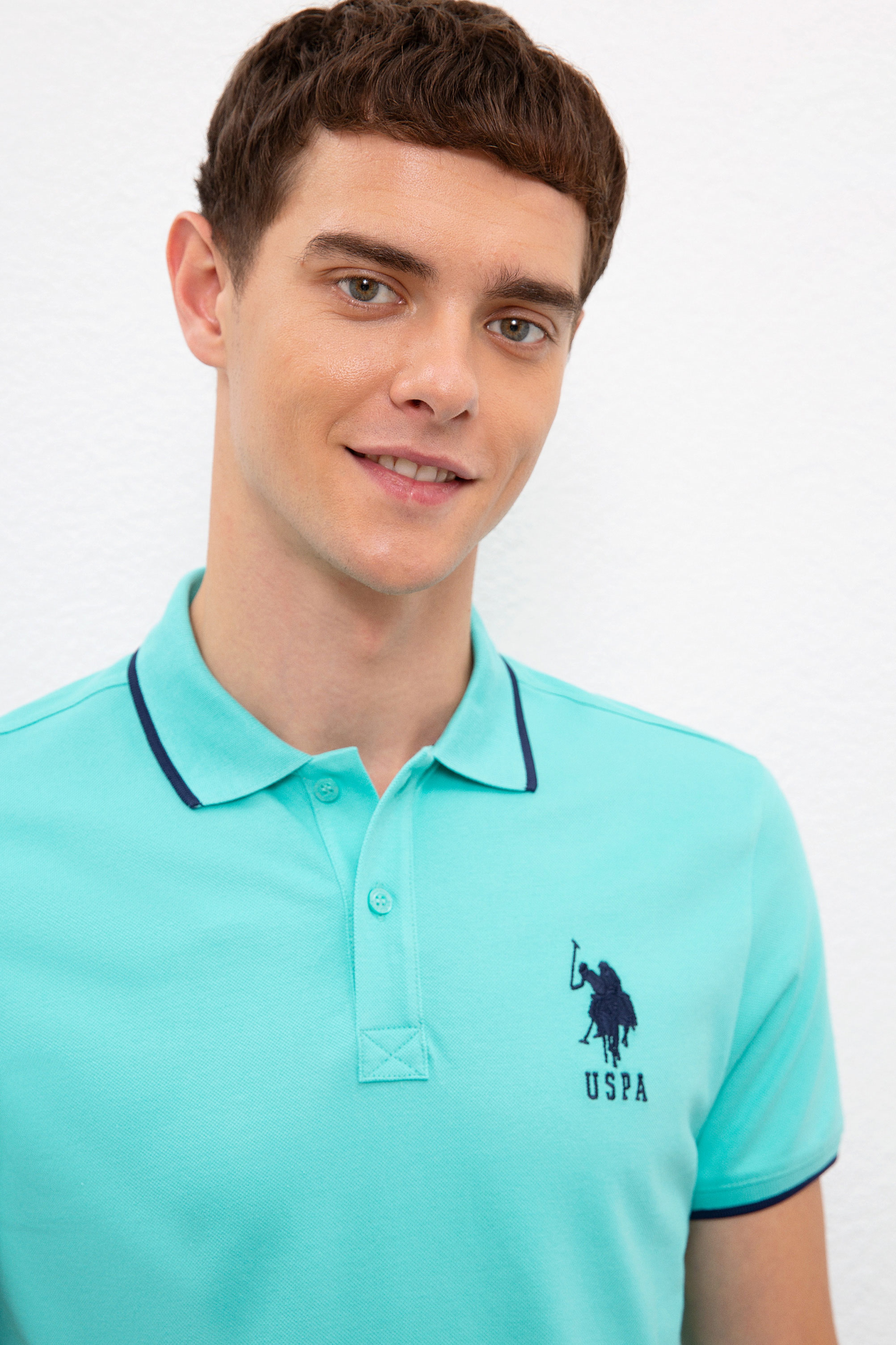 Erkek Mint Yeşili Polo Yaka T-Shirt Basic