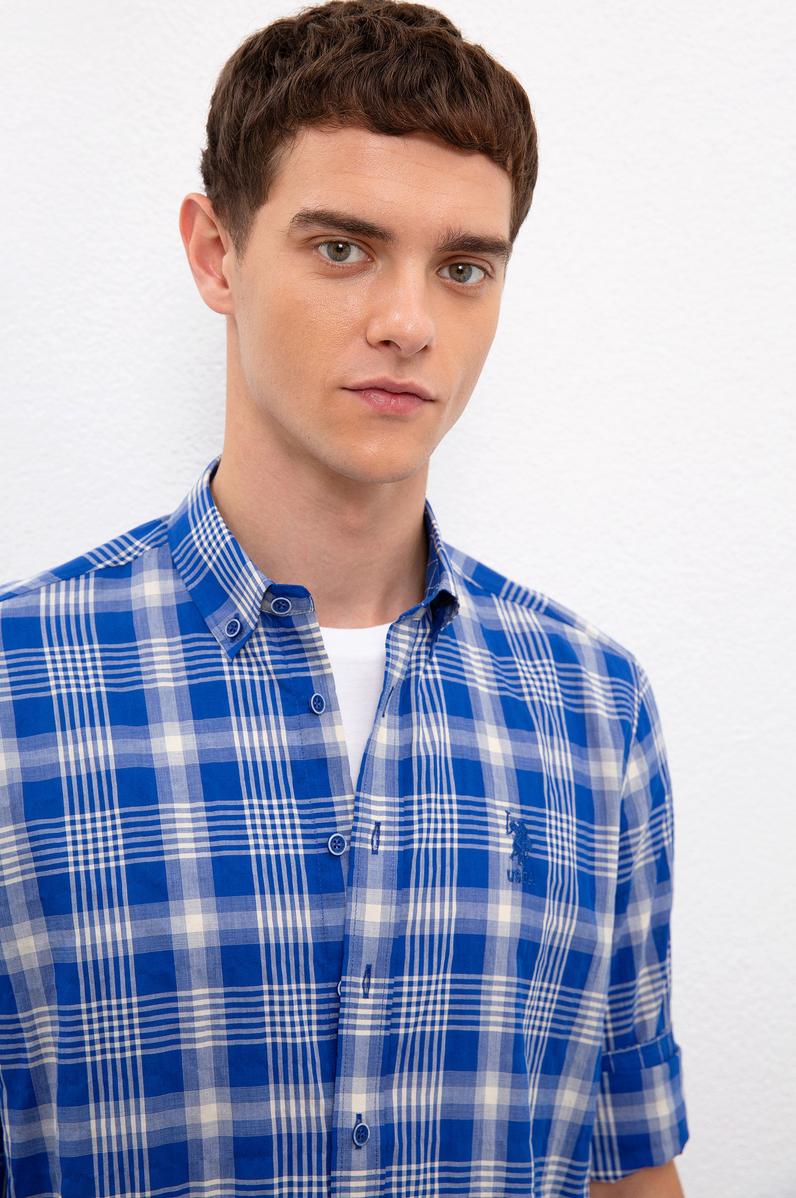 Erkek Kobalt Mavi Uzun Kollu Gömlek