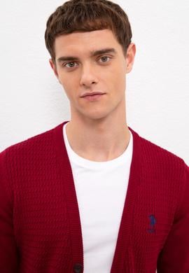 Erkek Bordo  Triko Hırka Basic - 50210293035