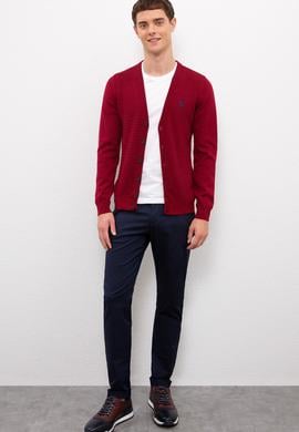 Erkek Bordo  Triko Hırka Basic - 50210293035