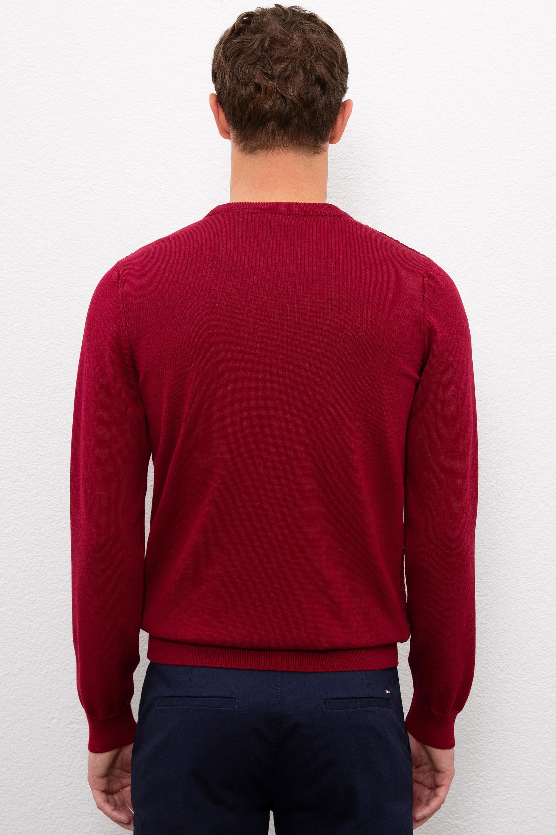 Erkek Bordo  Triko Hırka Basic