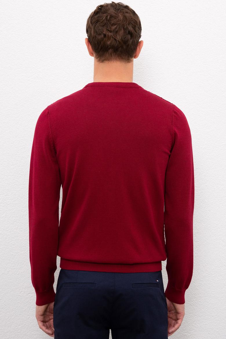 Erkek Bordo  Triko Hırka Basic - 50210293035