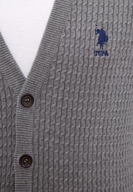 Erkek Gri Melanj  Triko Hırka Basic - 50210293014