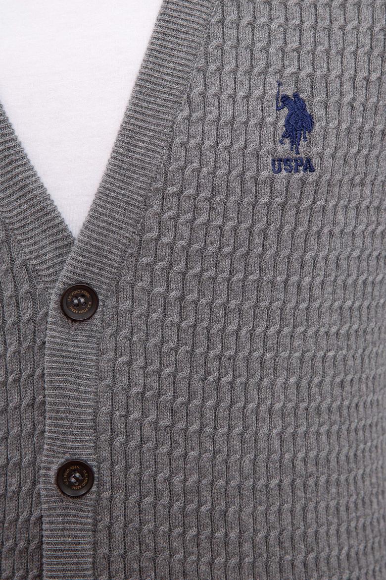 Erkek Gri Melanj  Triko Hırka Basic - 50210293014