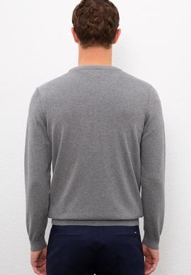 Erkek Gri Melanj  Triko Hırka Basic - 50210293014