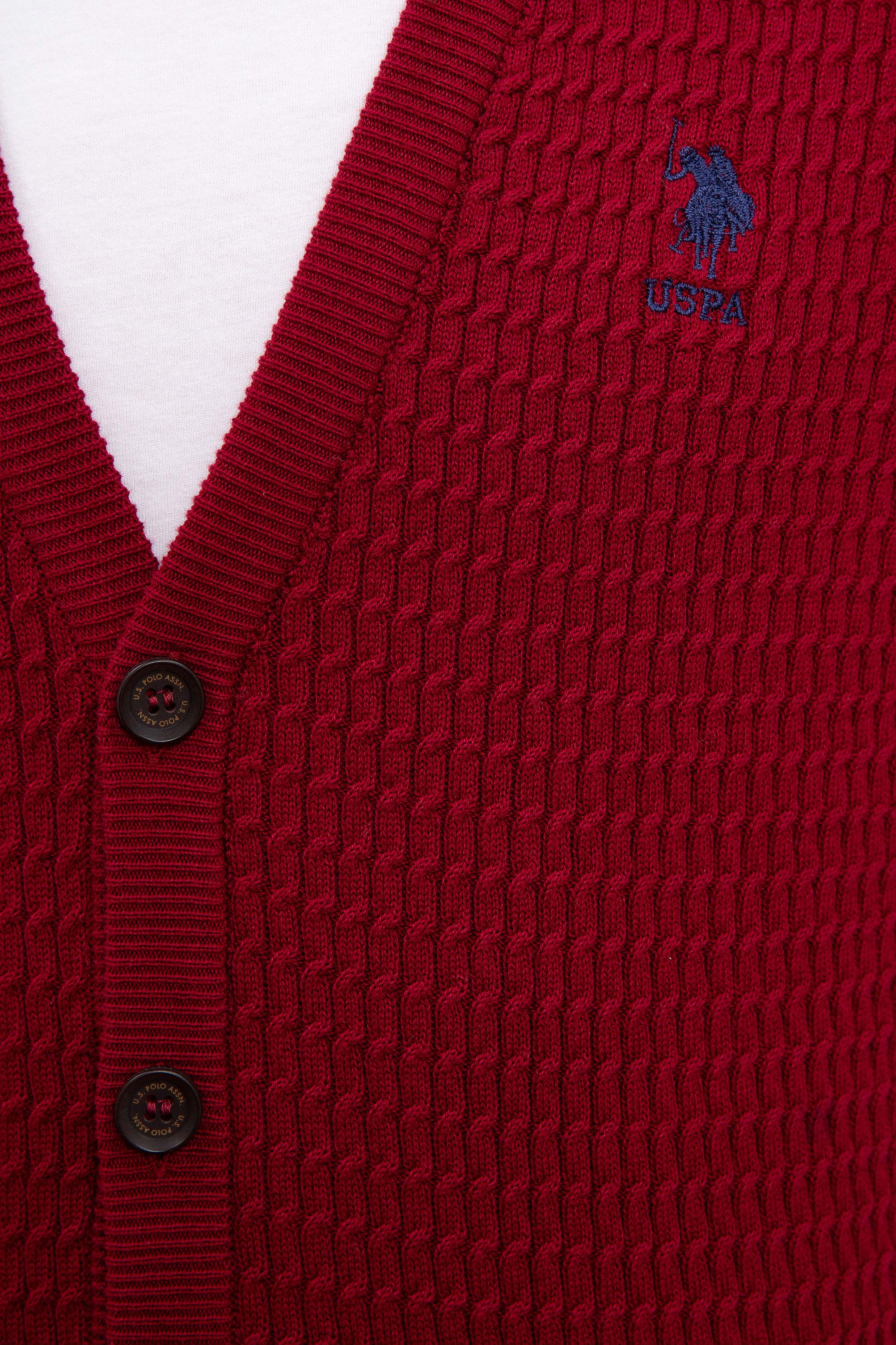 Erkek Bordo  Triko Hırka Basic - Image 5