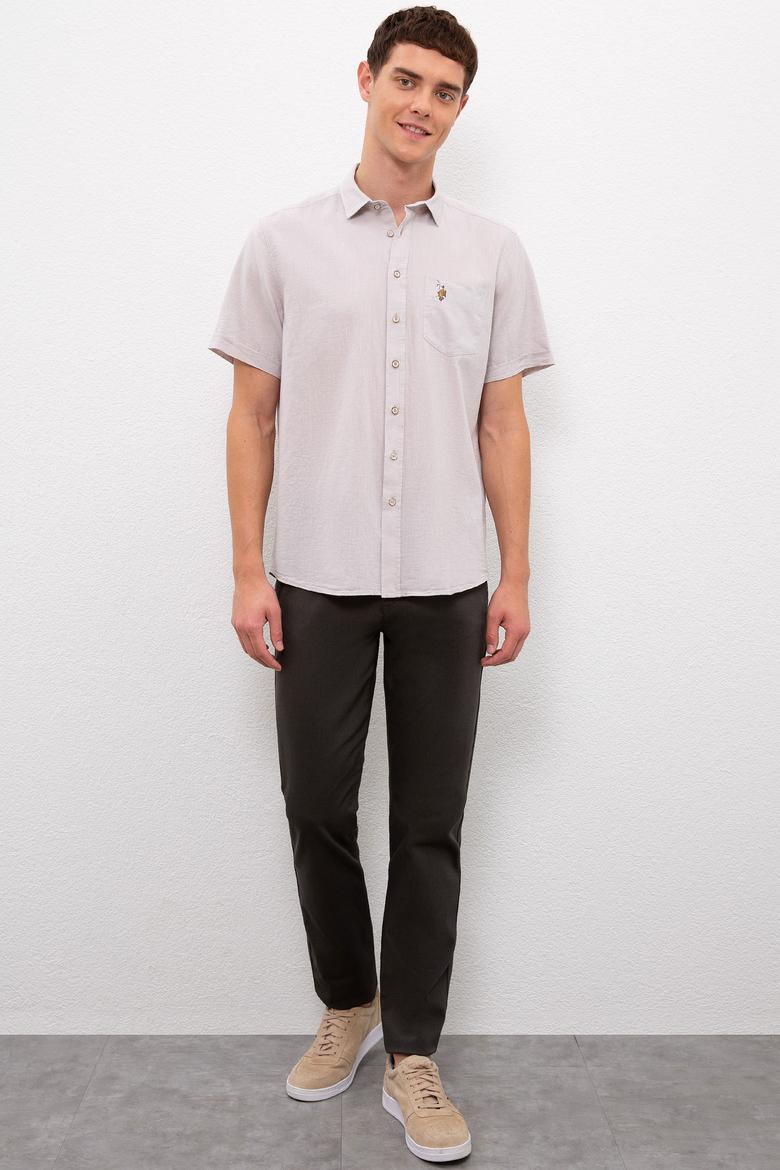 Erkek Gri Gömlek Kısakol - 50218909038