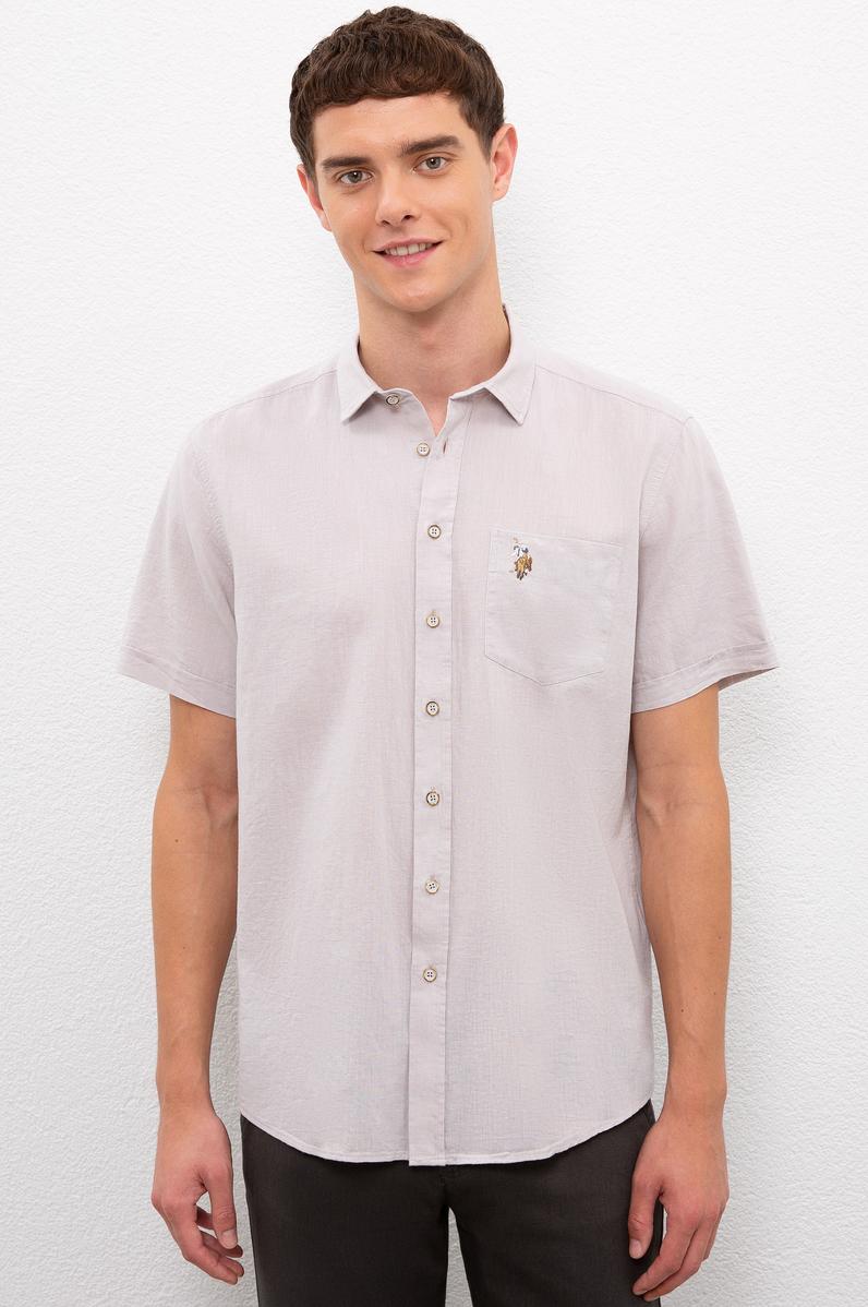 Erkek Gri Gömlek Kısakol