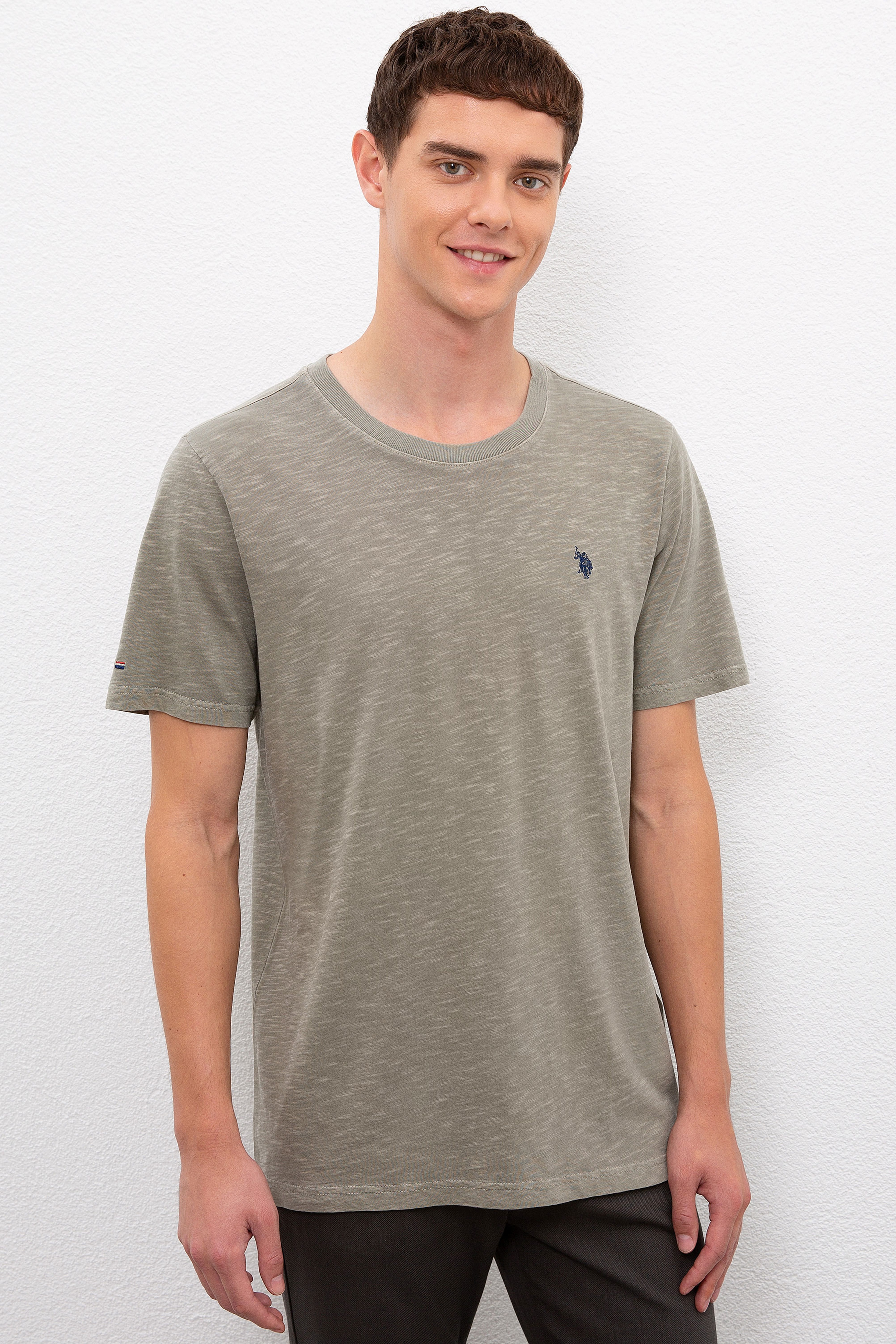 Erkek Haki Basic Tişört - Image 1