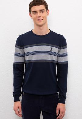 Erkek Lacivert Bisiklet Yaka Triko Kazak - 50223819008