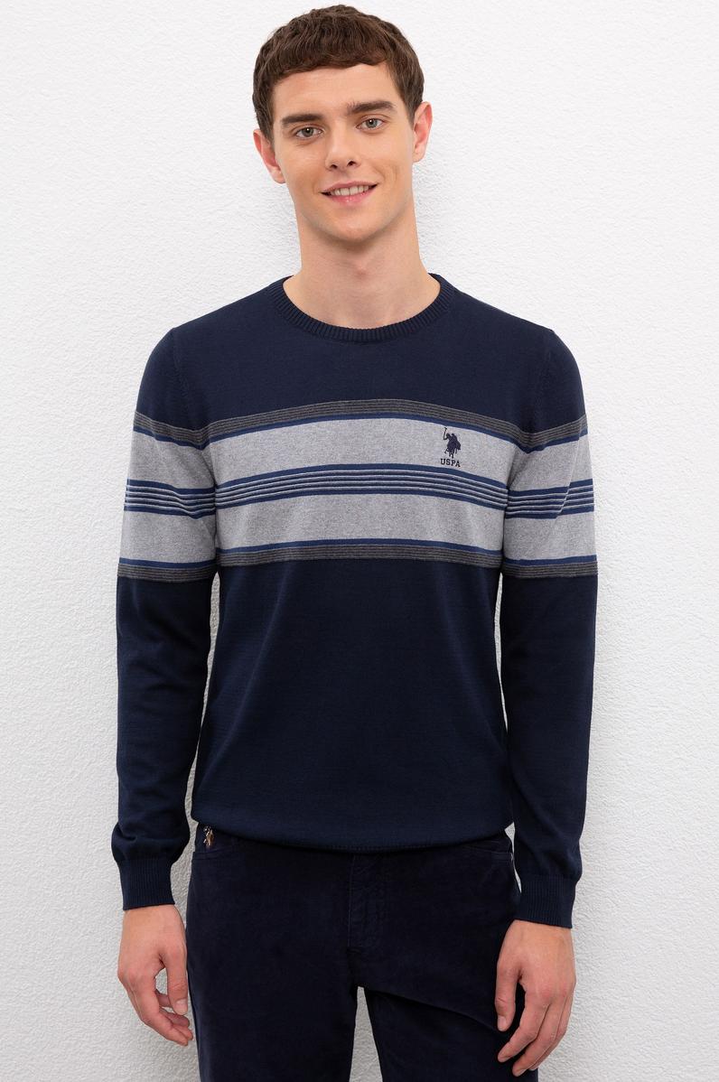 Erkek Lacivert Bisiklet Yaka Triko Kazak