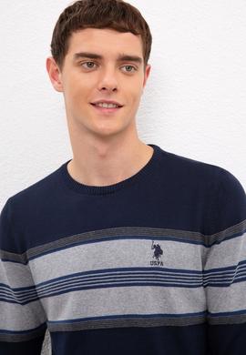 Erkek Lacivert Bisiklet Yaka Triko Kazak - 50223819008