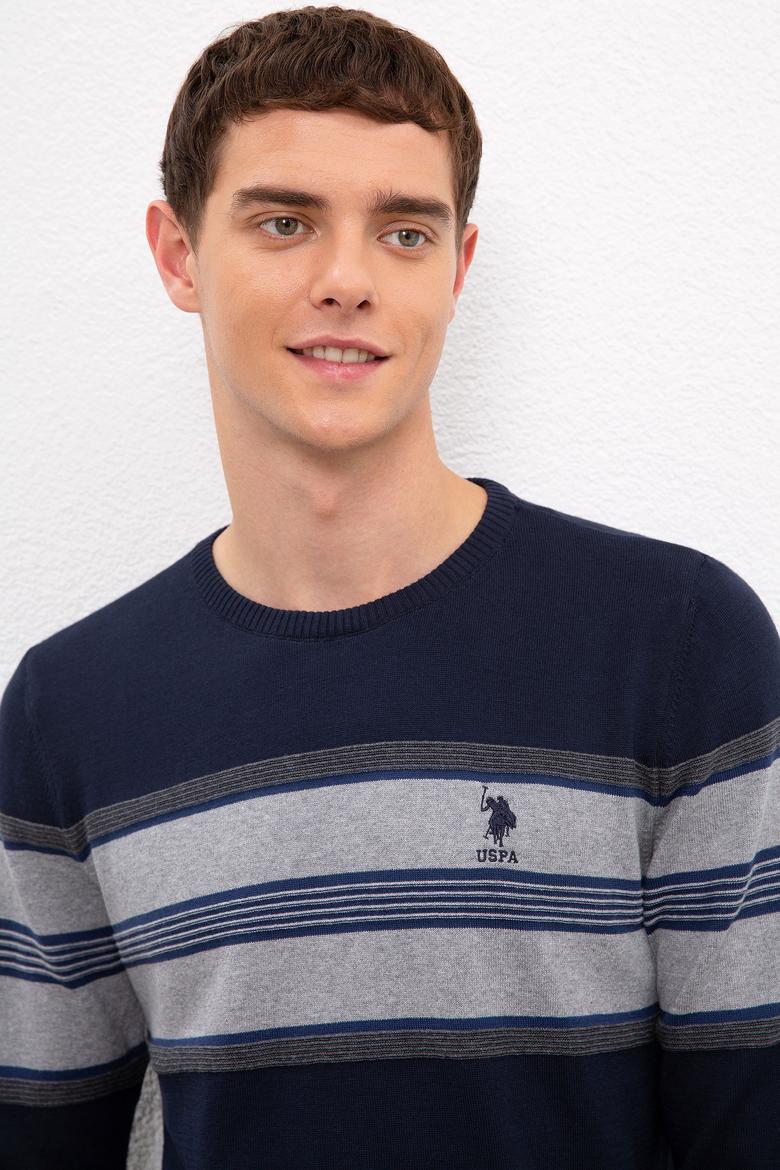 Erkek Lacivert Bisiklet Yaka Triko Kazak - 50223819008