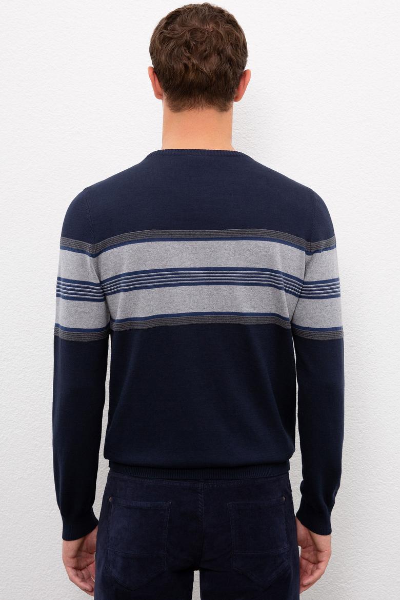 Erkek Lacivert Bisiklet Yaka Triko Kazak - 50223819008