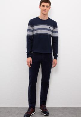 Erkek Lacivert Bisiklet Yaka Triko Kazak - 50223819008