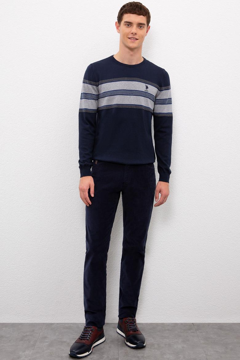 Erkek Lacivert Bisiklet Yaka Triko Kazak - 50223819008