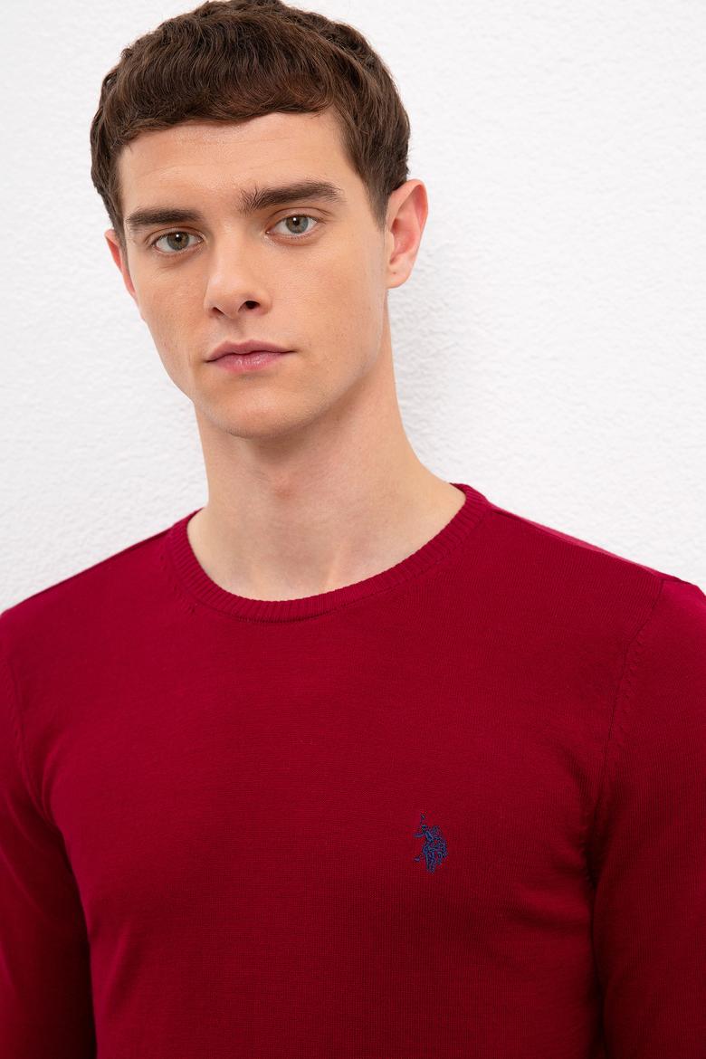 Erkek Bordo Bisiklet Yaka Triko Kazak Basic - 50224730044