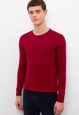 Erkek Bordo Bisiklet Yaka Triko Kazak Basic - 50224730044