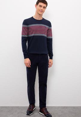 Erkek Lacivert Bisiklet Yaka Triko Kazak - 50229201007