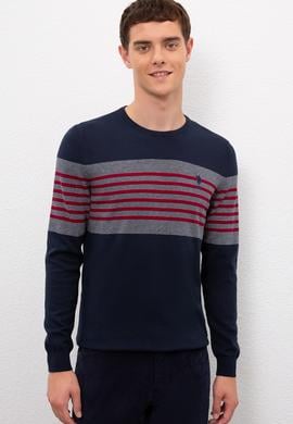 Erkek Lacivert Bisiklet Yaka Triko Kazak - 50229201007