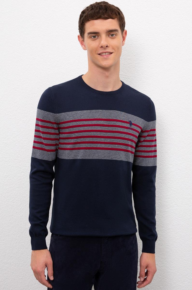 Erkek Lacivert Bisiklet Yaka Triko Kazak