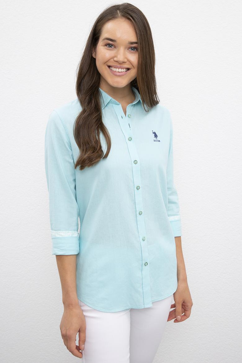 Kadın Mavi Gömlek Uzunkol Basic