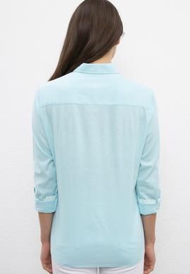 Kadın Mavi Gömlek Uzunkol Basic - 50200157062