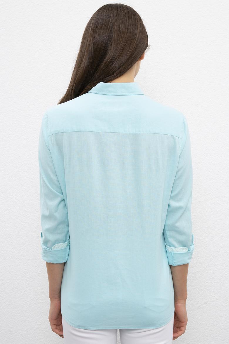 Kadın Mavi Gömlek Uzunkol Basic - 50200157062