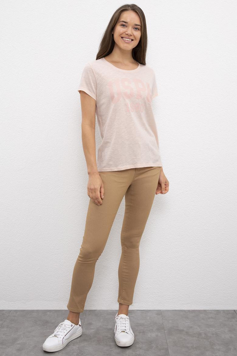 Kadın Pembe Bisiklet Yaka T-Shirt - 50202255037