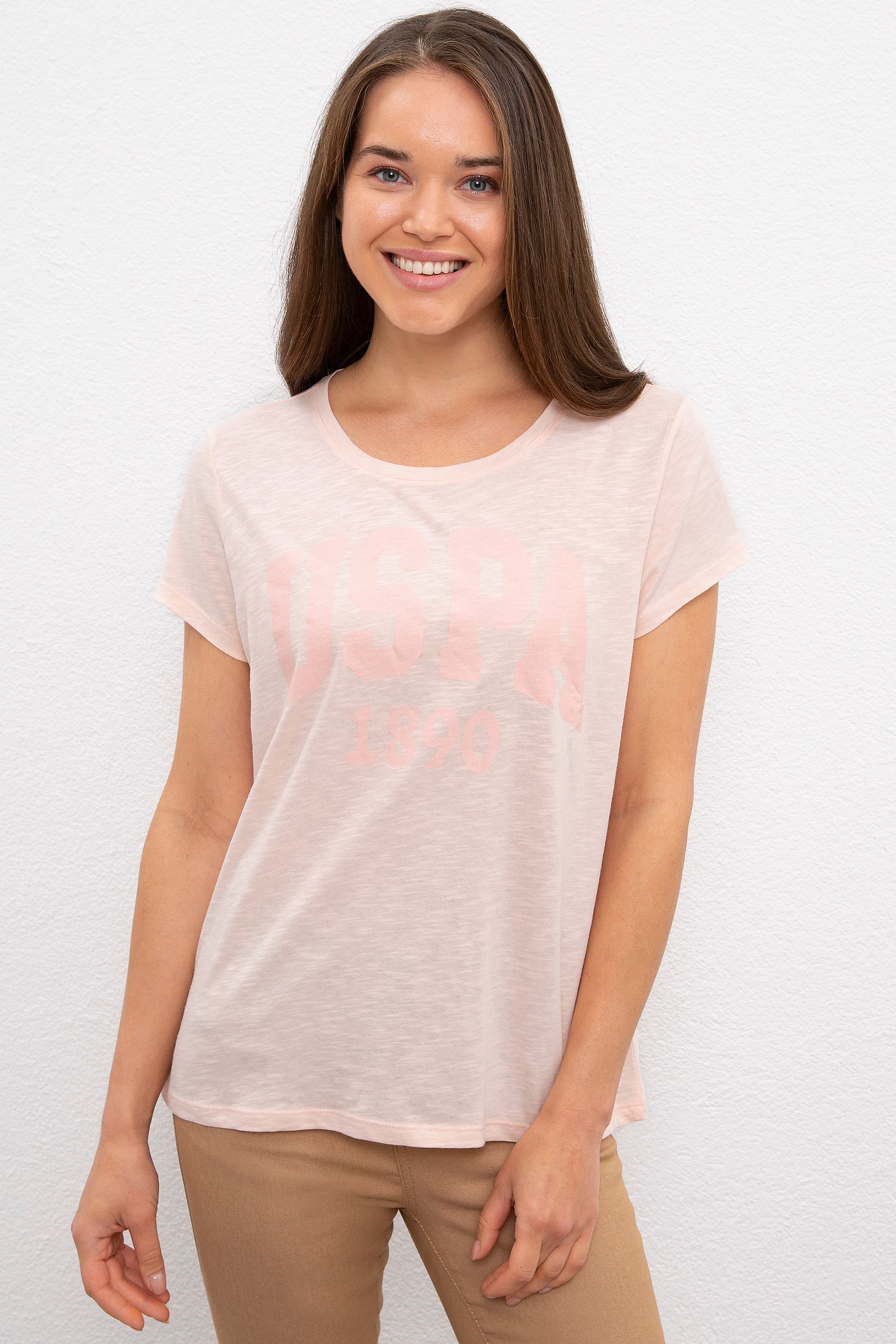 Kadın Pembe Bisiklet Yaka T-Shirt