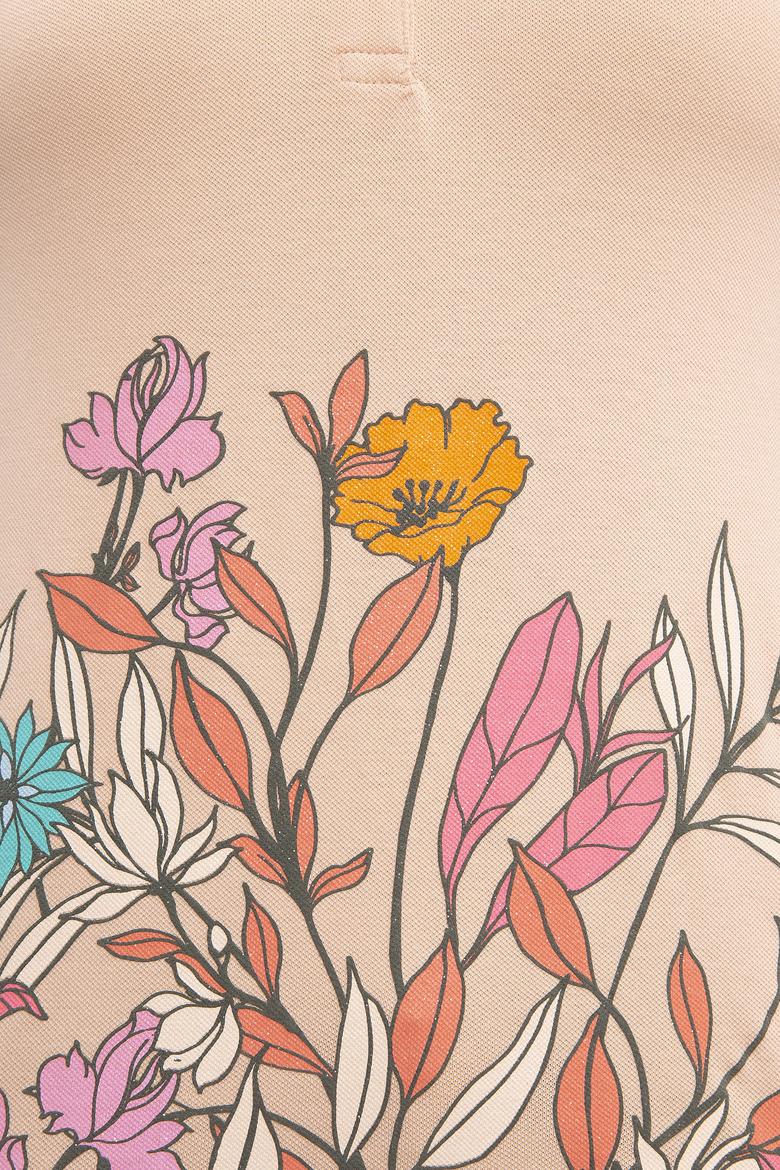 Kadın Pudra Polo Yaka Tişört - 50217837014