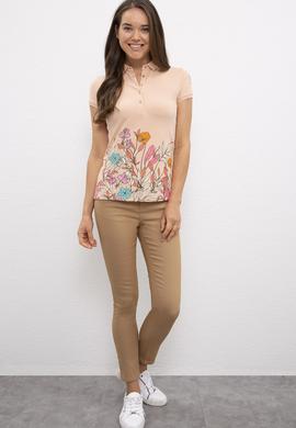 Kadın Pudra Polo Yaka Tişört - 50217837014