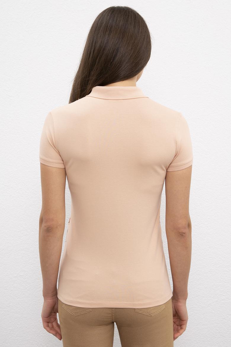 Kadın Pudra Polo Yaka Tişört - 50217837014