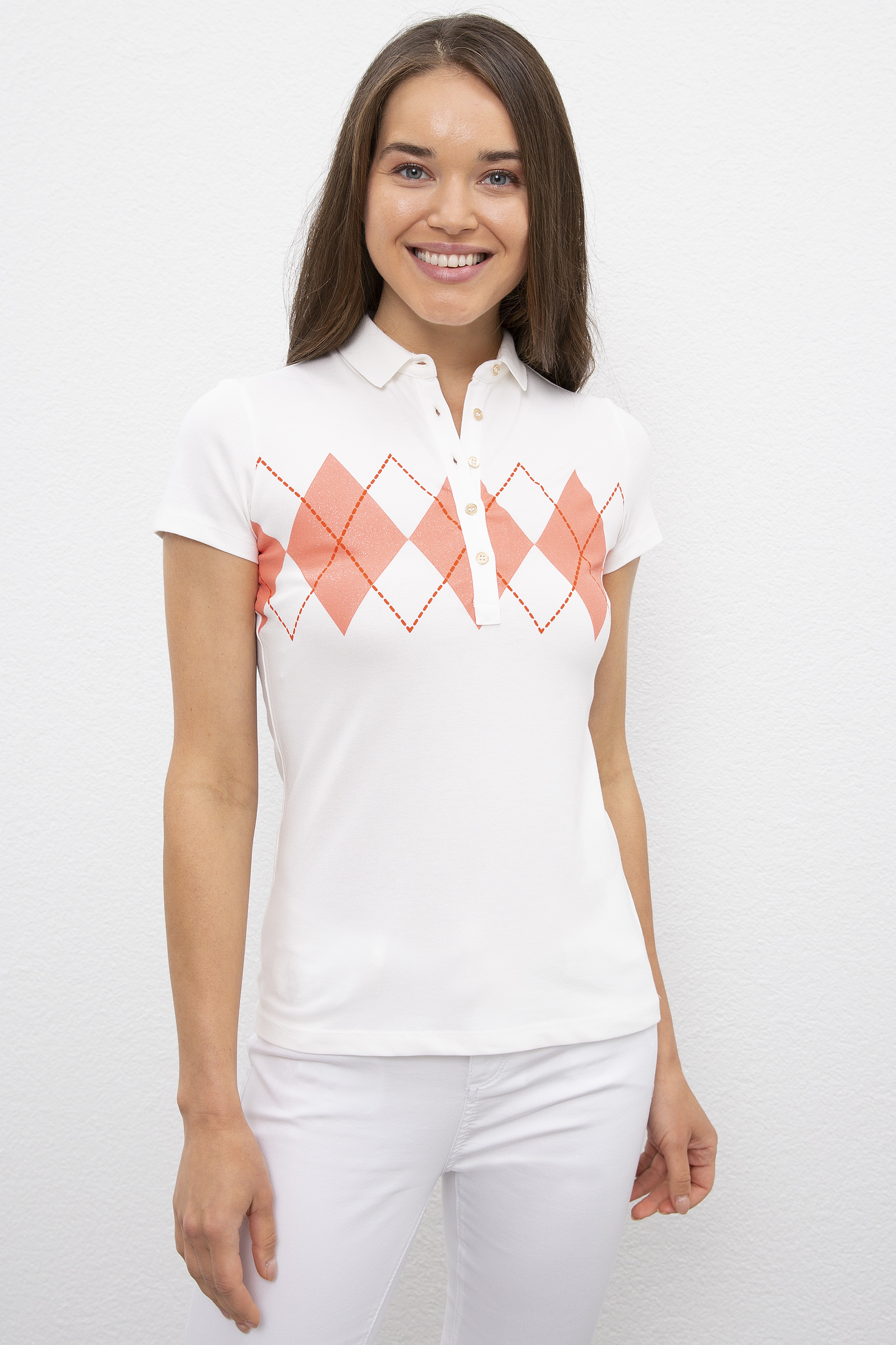 Kadın Beyaz Polo Yaka T-Shirt - Image 1