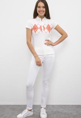 Kadın Beyaz Polo Yaka T-Shirt - 50217749003