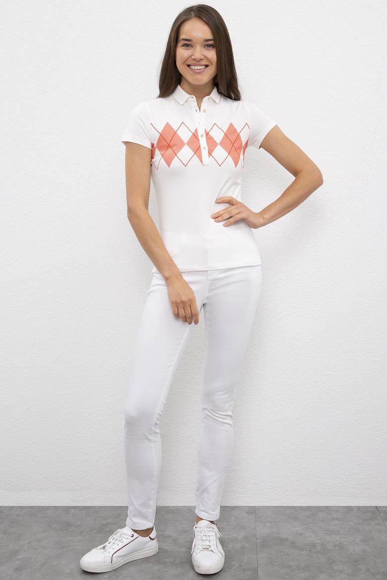 Kadın Beyaz Polo Yaka T-Shirt - 50217749003