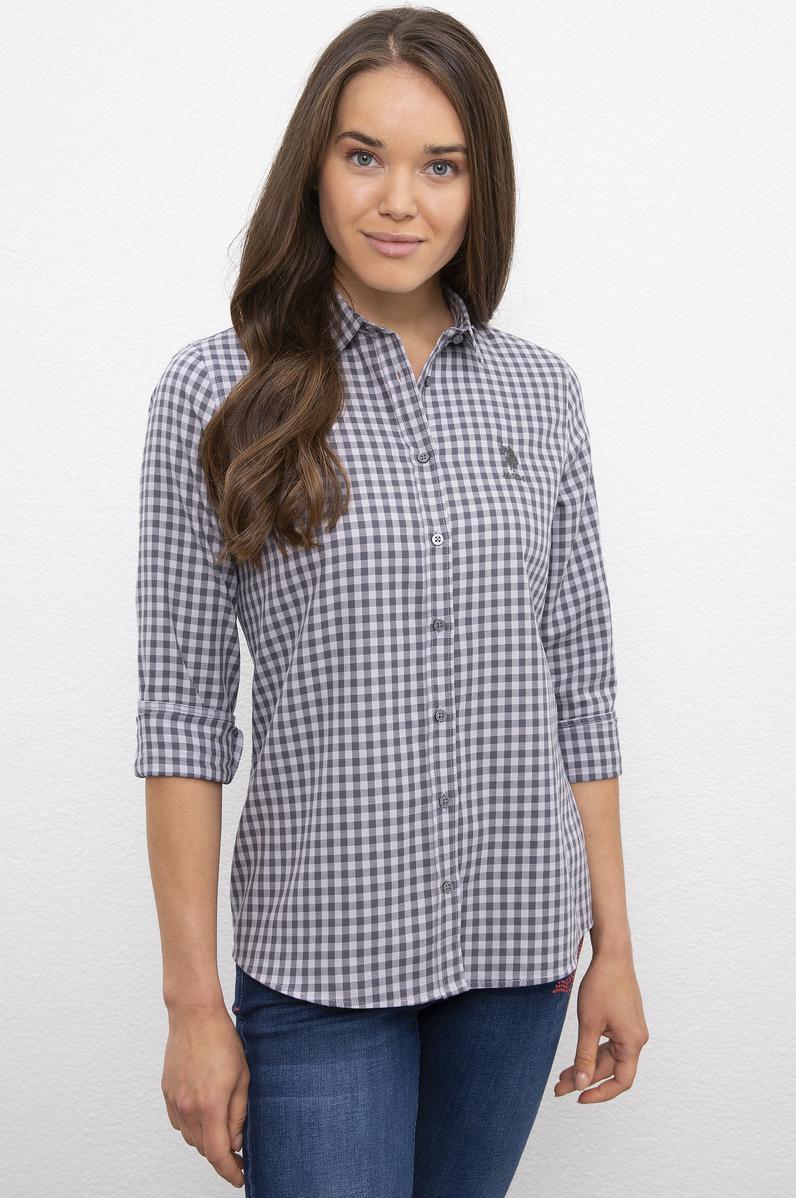 Kadın Gri Gömlek Uzunkol