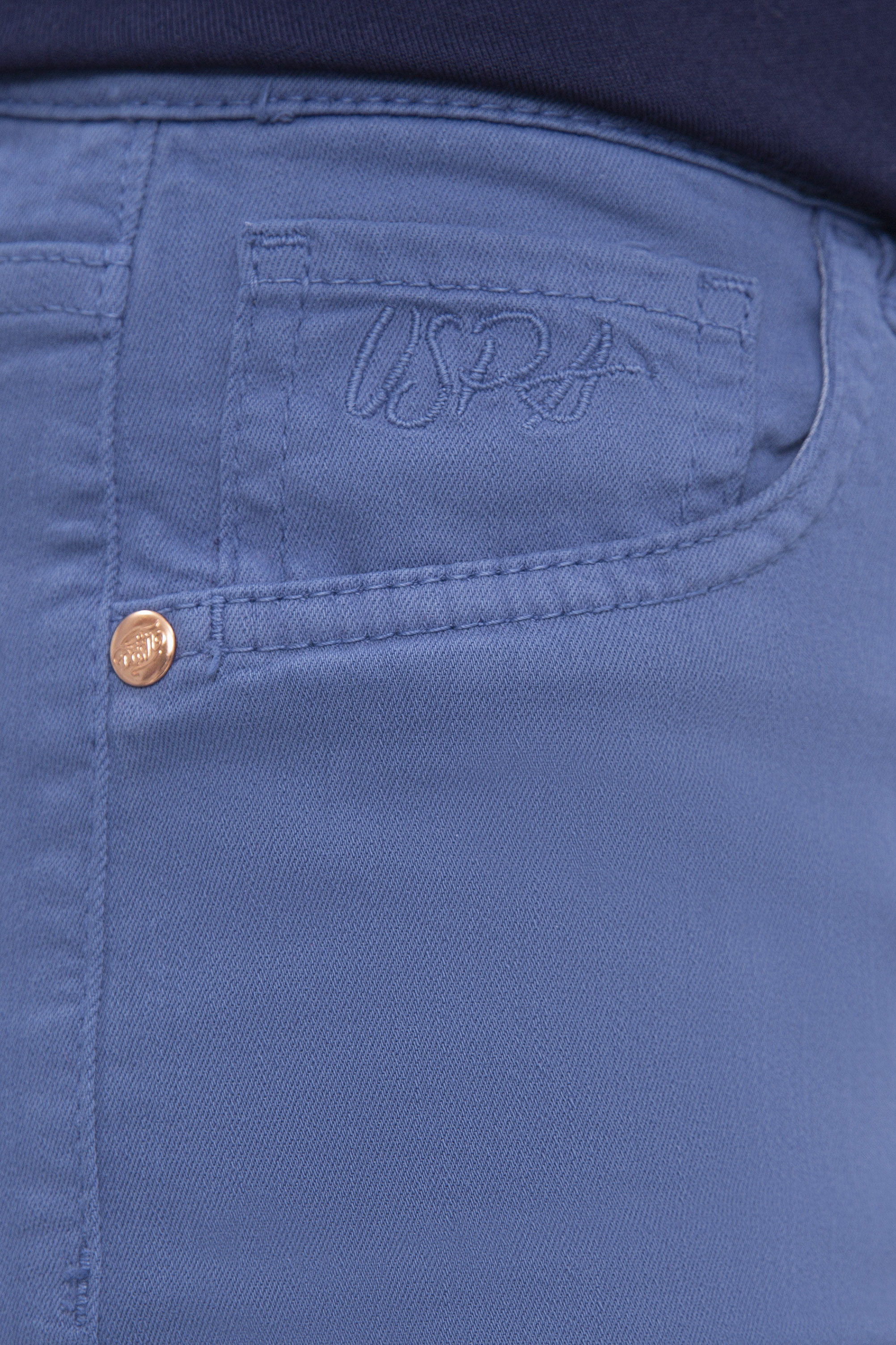 Kadın Mavi Dokuma Bermuda Capri - Image 4