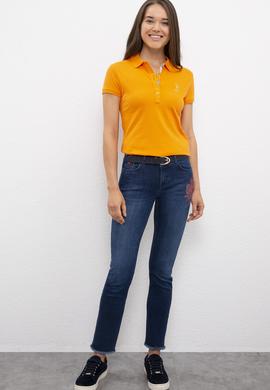 Kadın Turuncu Polo Yaka T-Shirt Basic - 50217719159