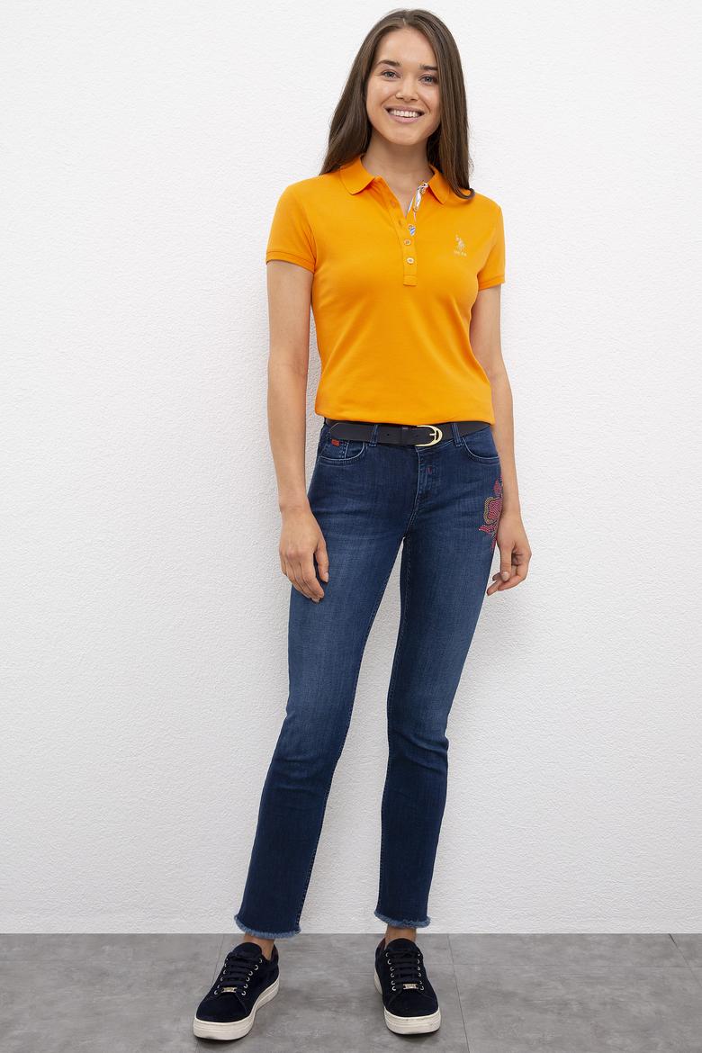 Kadın Turuncu Polo Yaka T-Shirt Basic - 50217719159