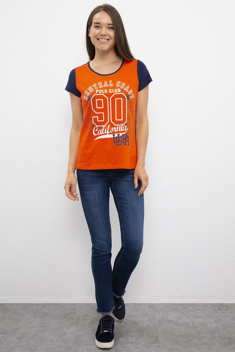 Kadın Kırmızı Bisiklet Yaka T-Shirt - 50219840006