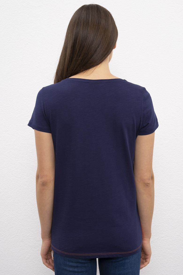 Kadın Kırmızı Bisiklet Yaka T-Shirt - 50219840006