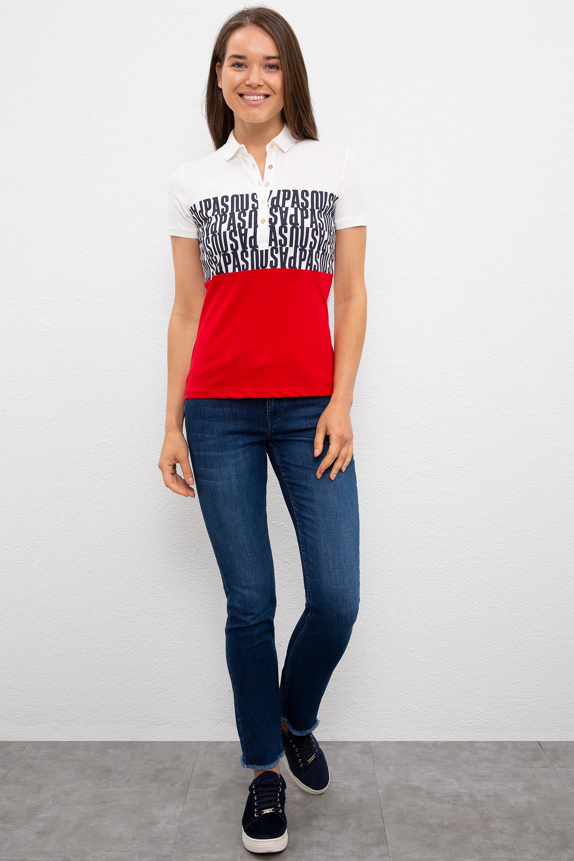 Kadın Beyaz Polo Yaka T-Shirt