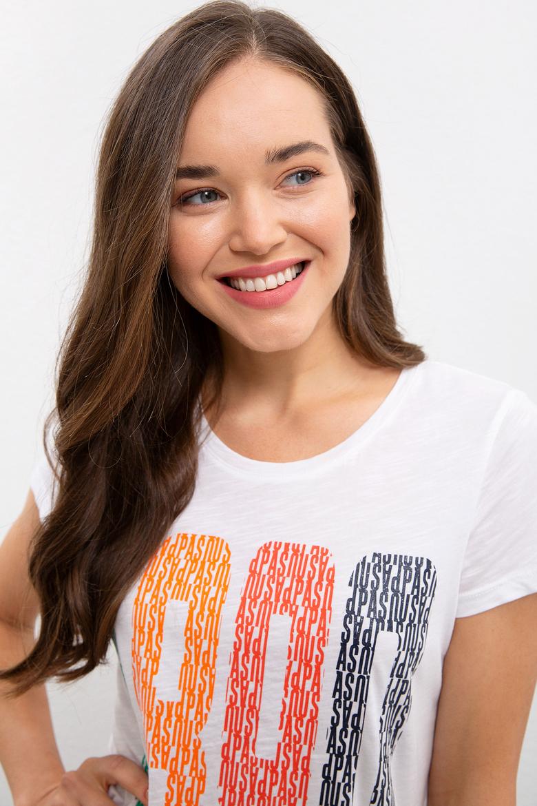 Kadın Beyaz Bisiklet Yaka T-Shirt - 50222314001