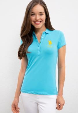 Kadın Turkuaz Polo Yaka T-Shirt Basic - 50221036103