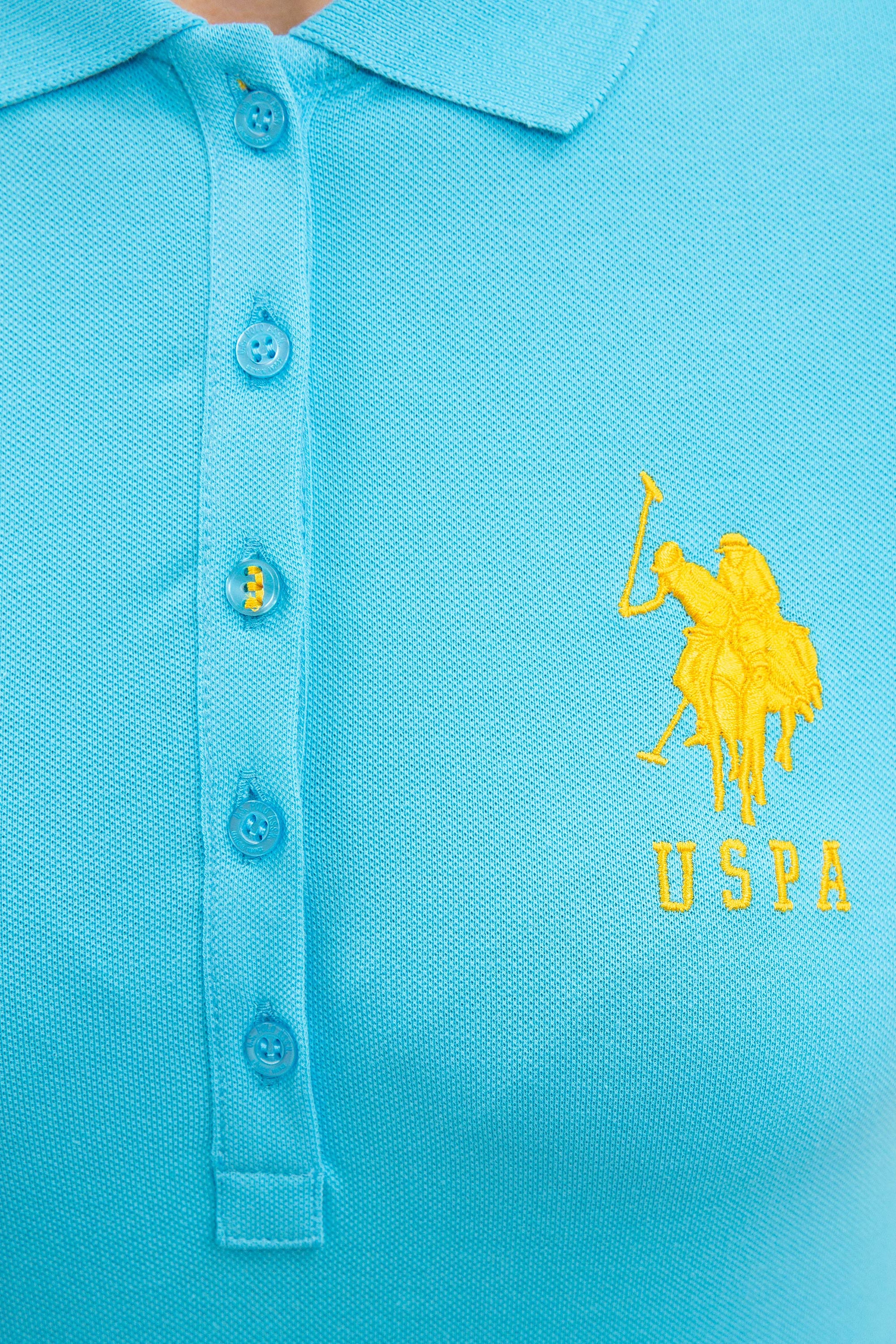 Kadın Turkuaz Polo Yaka T-Shirt Basic - Image 4