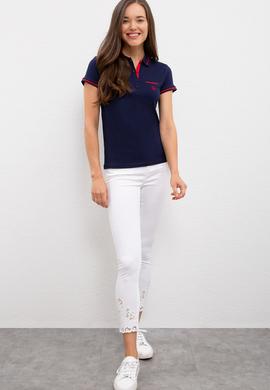 Kadın Lacivert Polo Yaka T-Shirt - 50225753013