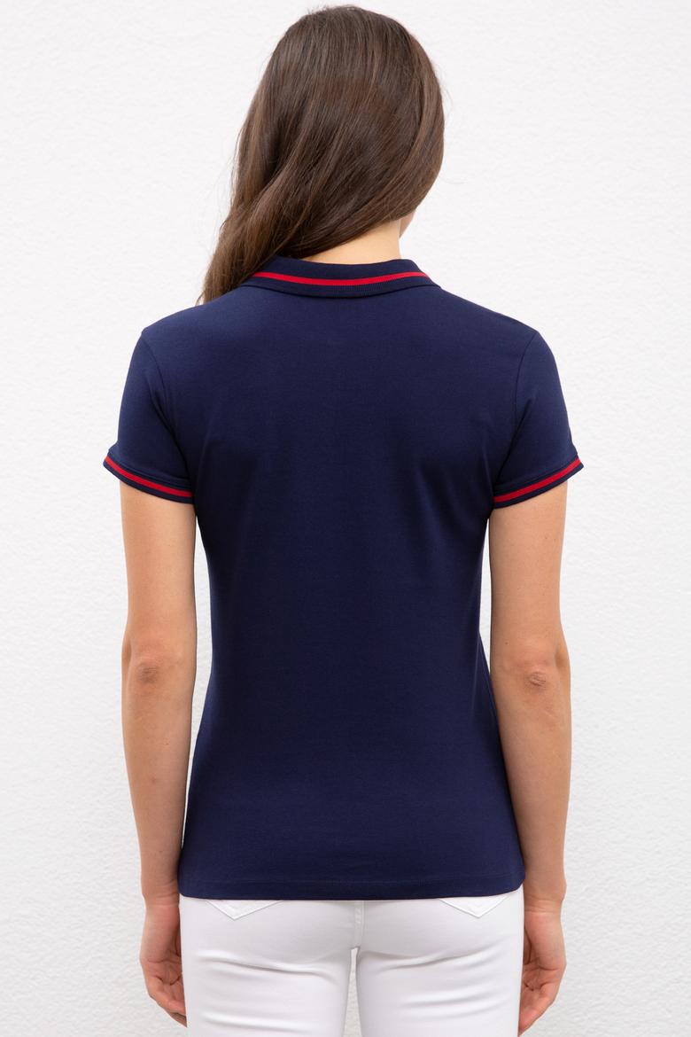 Kadın Lacivert Polo Yaka T-Shirt - 50225753013